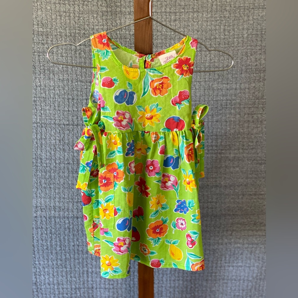 Little Precious girl’s seersucker floral sleeveless dress 4T